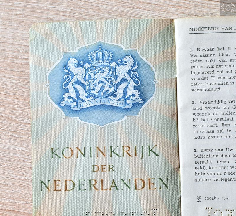 Netherlands 1958 passport
