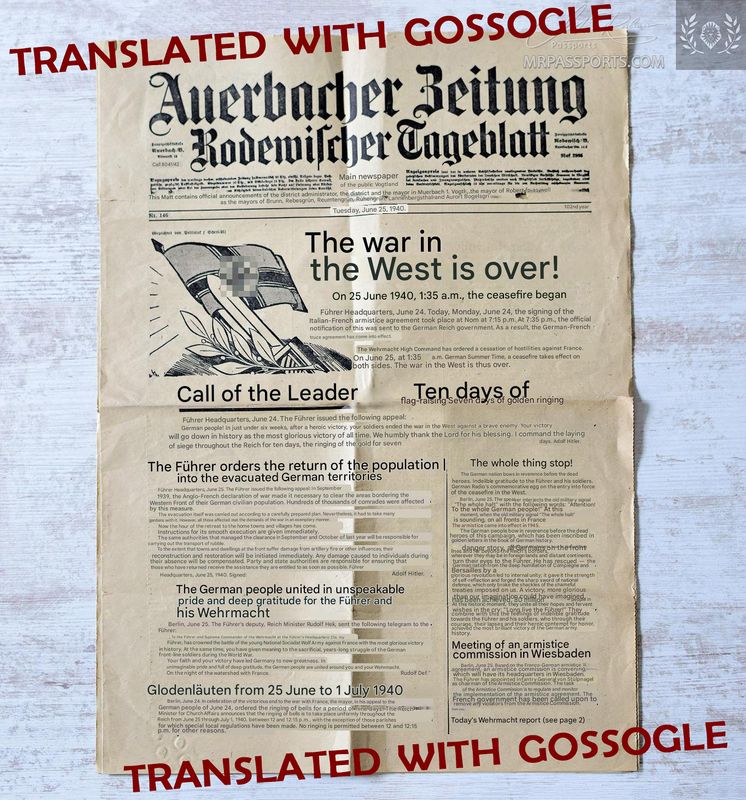 1940, 6 pages of a German newspaper (Saxony)