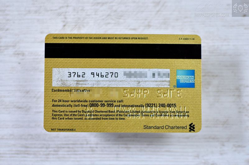 Pakistan: AMEX gold, Standard Chartered bank