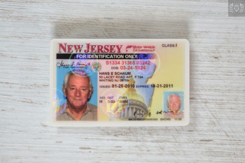 USA, New Jersey 2010-2011 identification card (no driver's license)