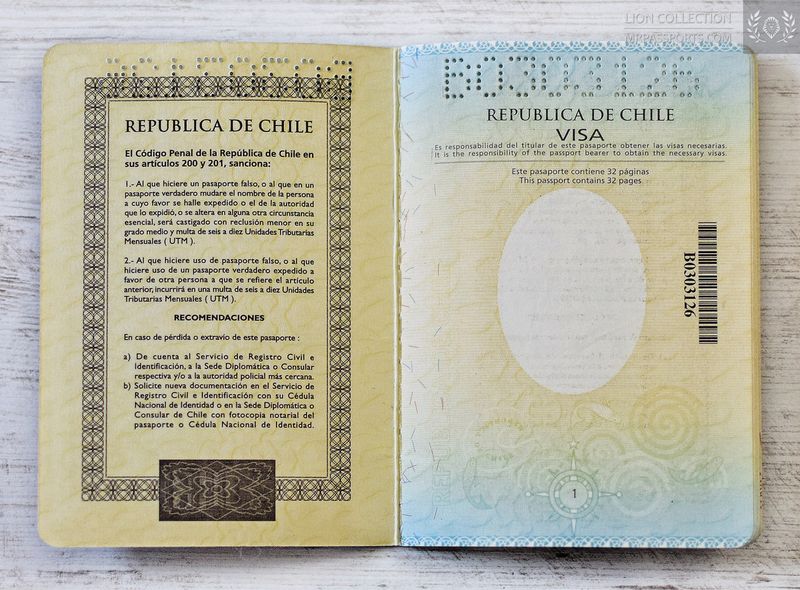 Chile, 2004-2009 passport, mint condition