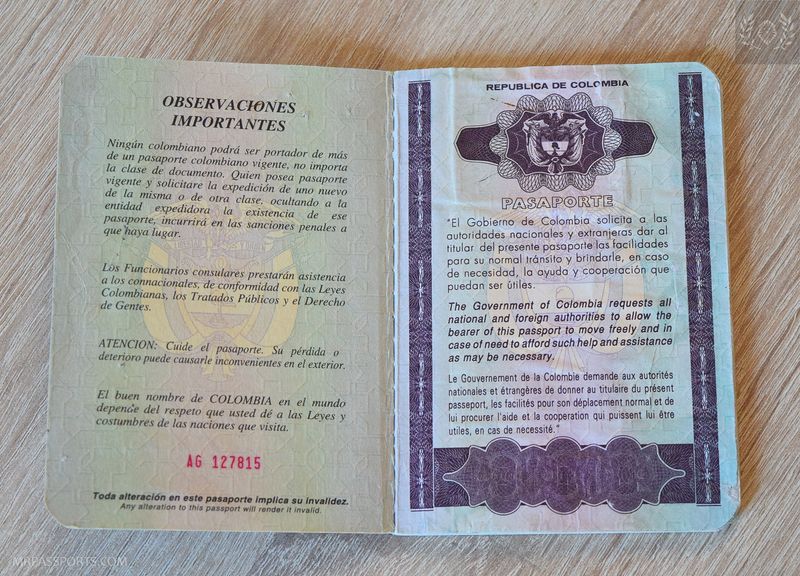 Colombia 1998-2008 passport