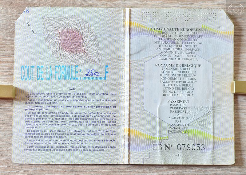 Belgium 1998-2003 passport, African visas