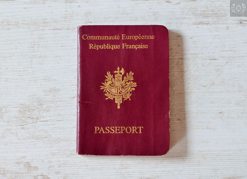France 1992-1997 passport w/ child, 48 pages version, given at Cairo
