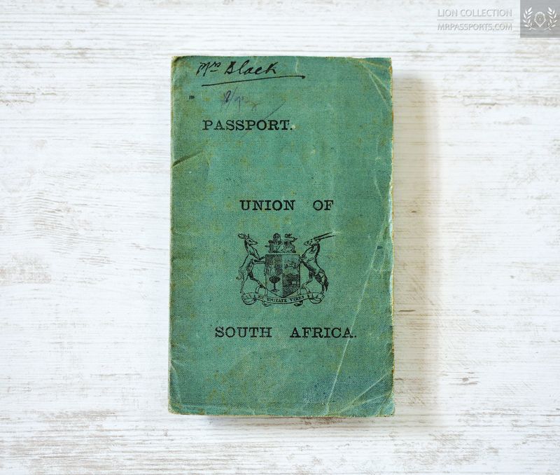 Union of South Africa, 1921-1931 passport, travel to Asia & Europe