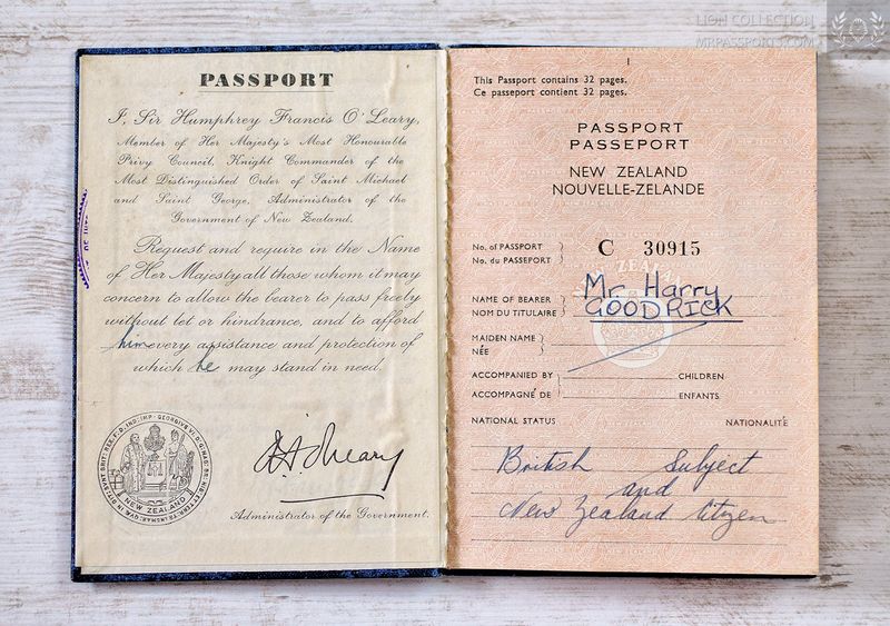 New Zealand 1952-1957 British passport