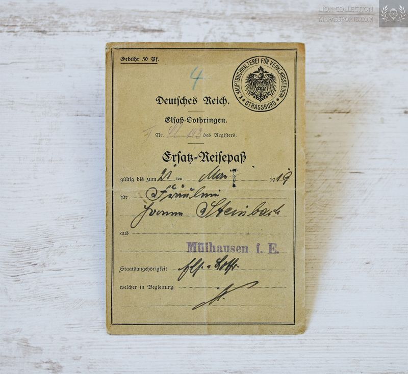 German Empire, 1918 Replacement passport Alsace-Lorraine