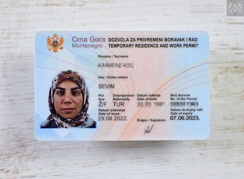Montenegro, 2022-2023 Residence and work permit card