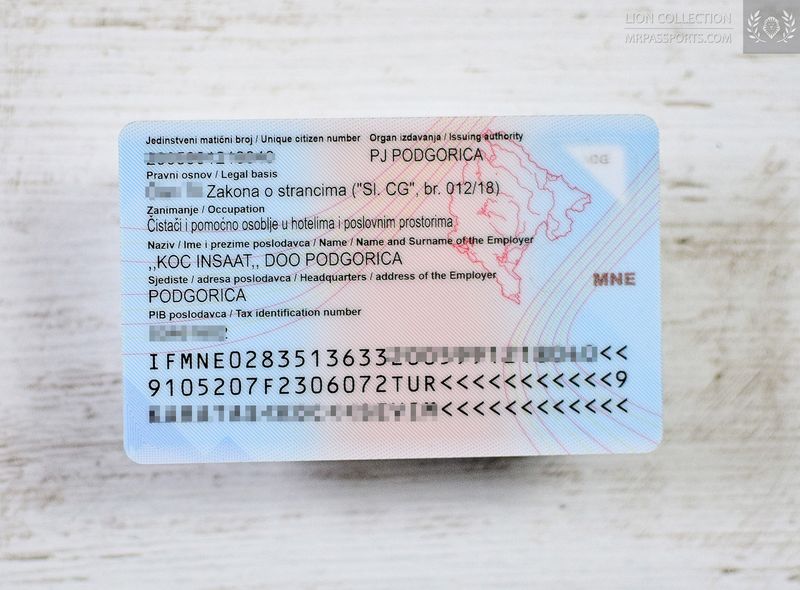 Montenegro, 2022-2023 Residence and work permit card