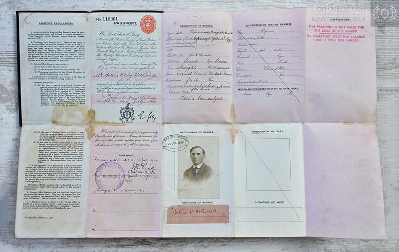 United Kingdom, 1916 foldable passport, extended in Burma