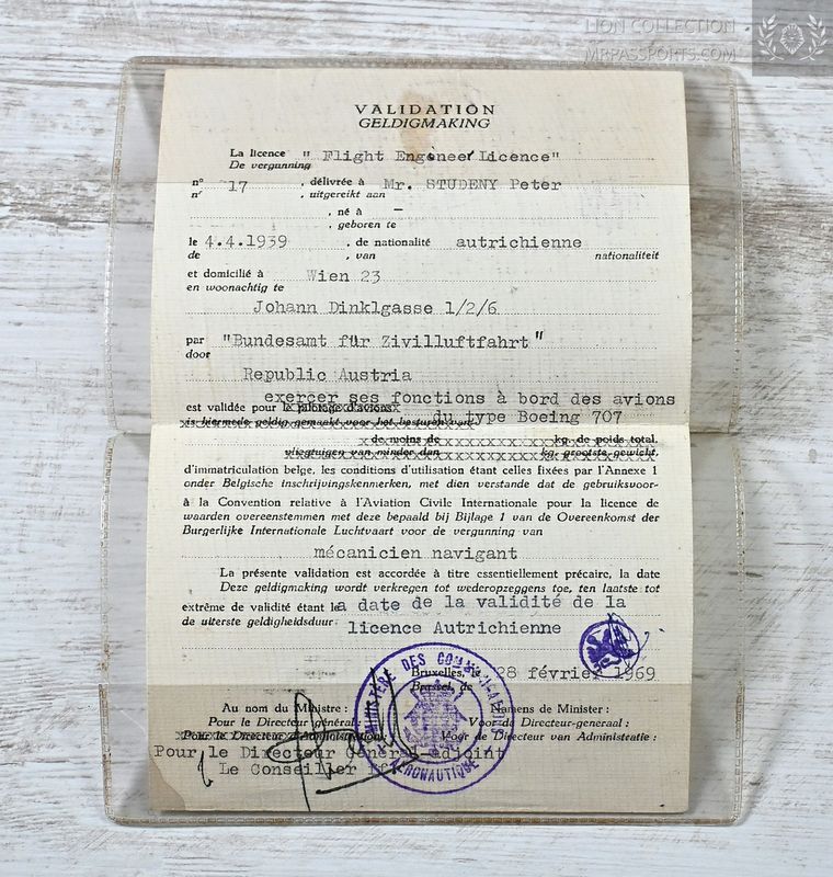 Belgium, 1969 Flight engineer licence, Boeing 707