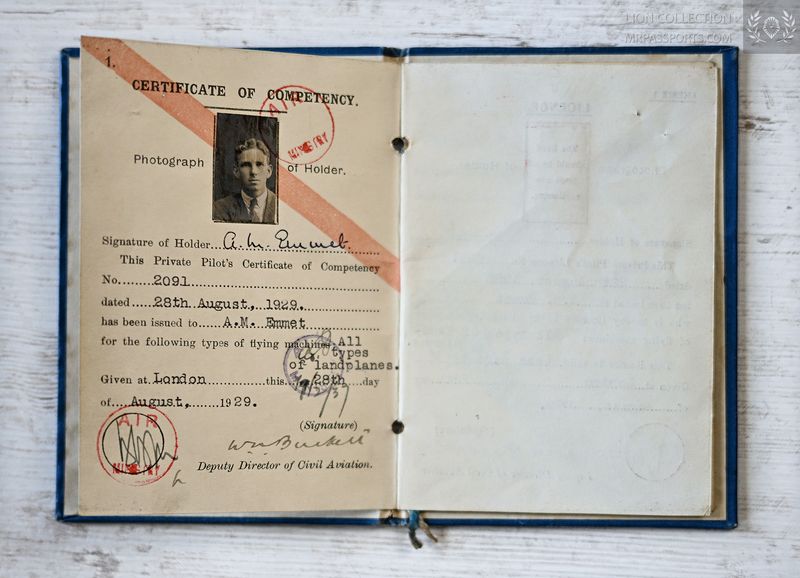 UK, 1929-1939 Private pilot's licence & certificate, PPL