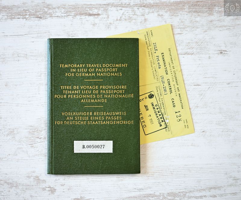 Germany, 1961-1962 temporary travel document for German nationals, Canada