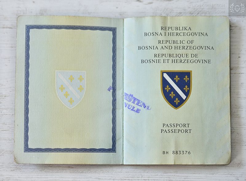 Republic of Bosnia and Herzegovina, 1995-1997 passport, issued in Milan during Bosnian War, full of visas
