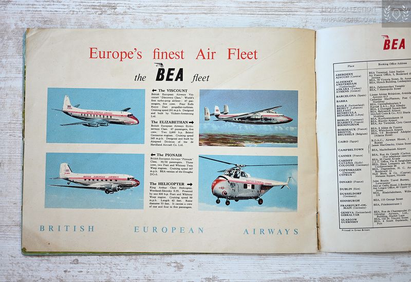 BEA - 1950's British European Airways,  brochure