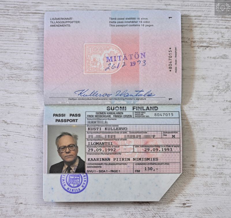 Finland, 1992-1993 passport