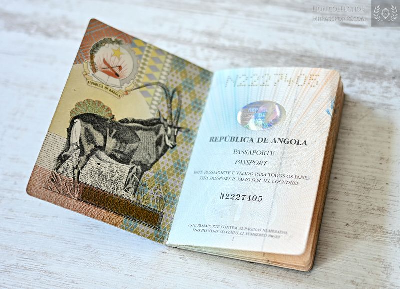 Angola, 2017 pre-biometric passport (latest type) w/ DR Congo label visa, no cuts