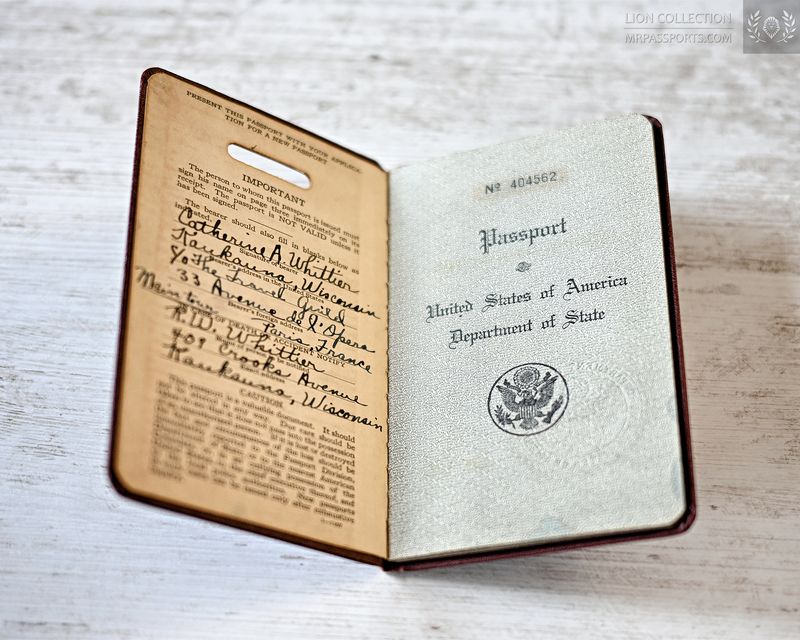 USA, 1931-1933 passport from a teacher, travel to Europe