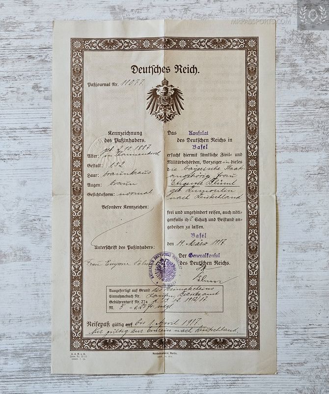 German Empire, 1917 passport