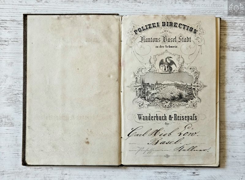 Switzerland, 1856 Canton of Basel-Stadt "Wanderbuch" & passport, museum piece, mega rare