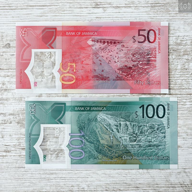 Jamaica, 50, 100 Dollars polymer set 2 / 2