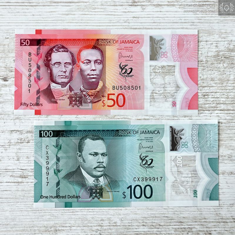 Jamaica, 50, 100 Dollars polymer set 2 / 2