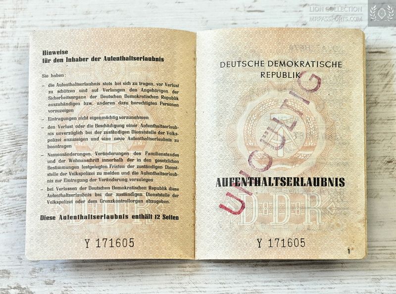 GDR (East Germany), 1985-1994 Residence permit - Mega rare document