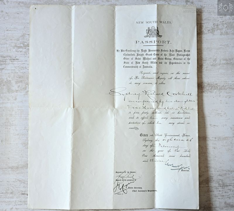 Australia/NSW, 1913 passport, excellent condition, museum piece