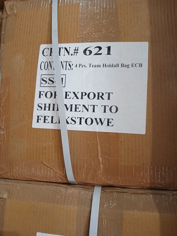 16 pallets of 4 team holdall in boxes ( top & middle of bay 10&11)