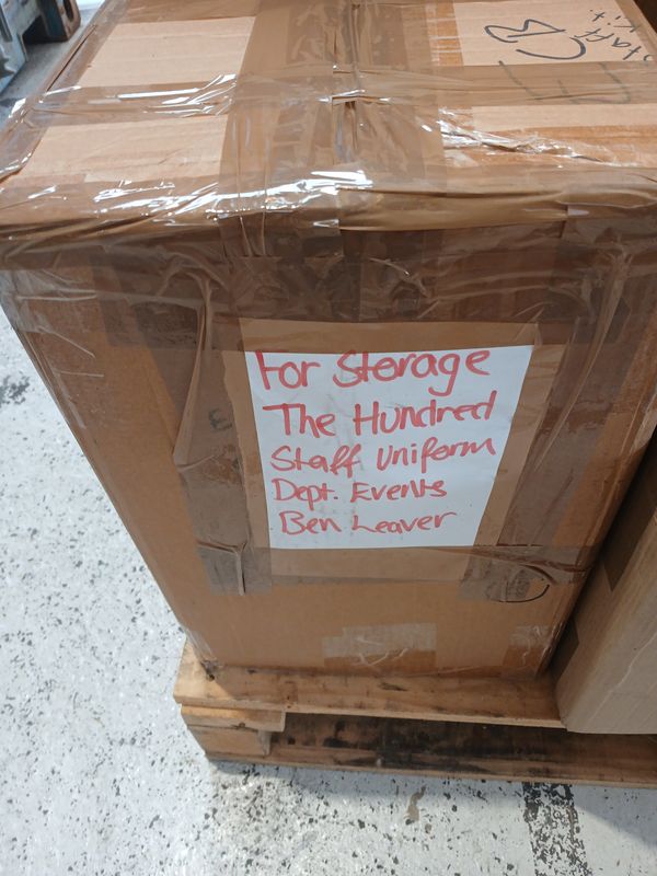1 pallet of staff uniforms 6 boxes ( top of bay 17)