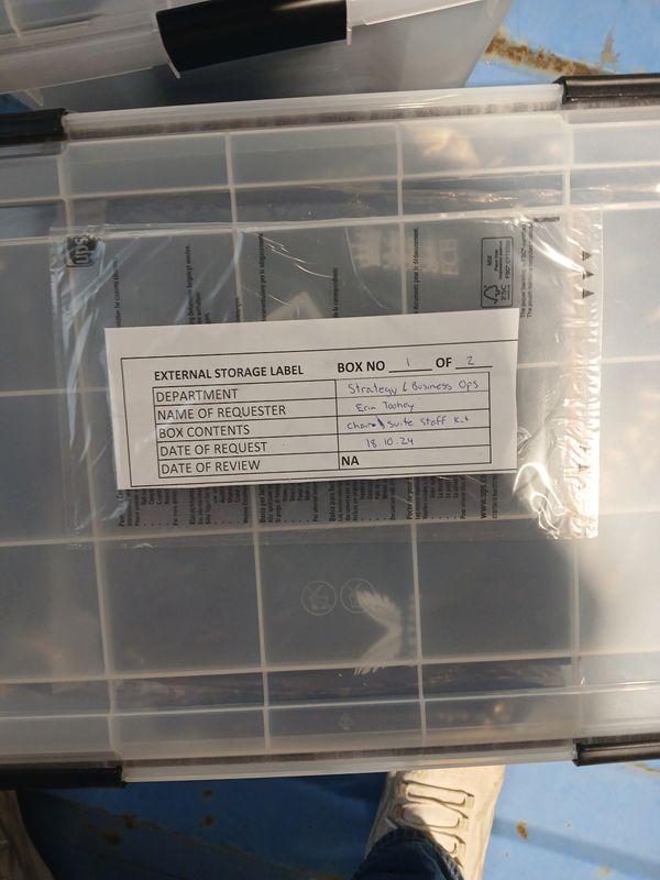 1 pallet of 2 plastic storage containers ( middle shelf of bay 17)