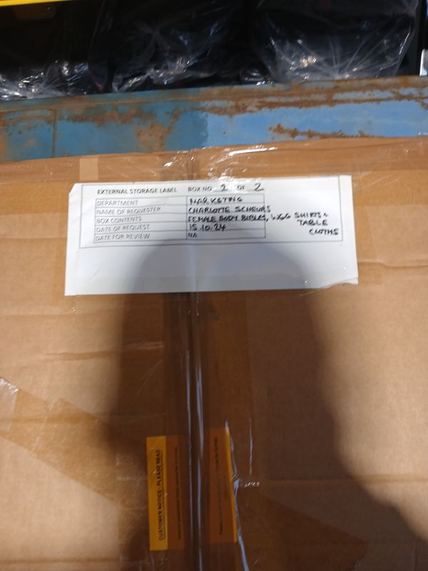 1 pallet of boxes marketing ( top left of bay 17