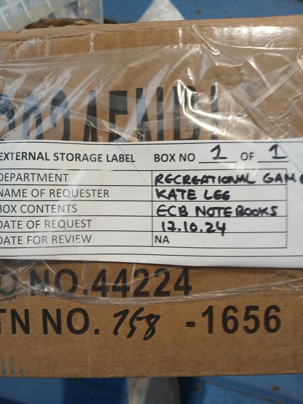 1 pallet of boxes for recreational game (bay 17 top shelf left corner)