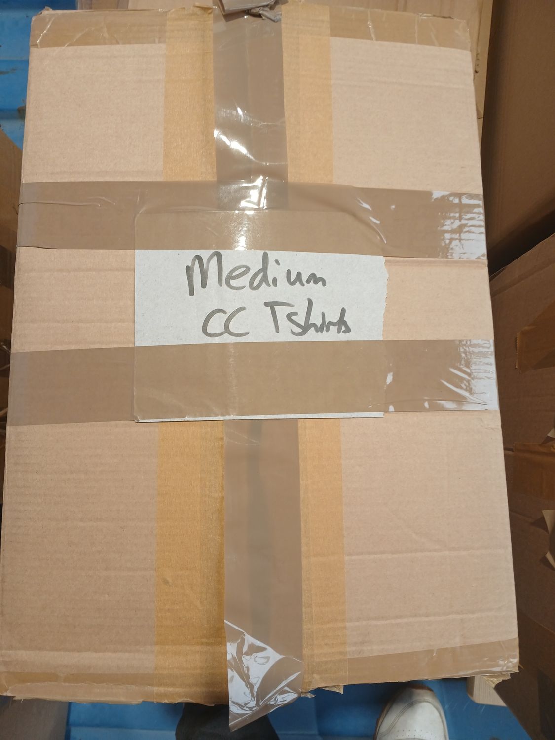1 pallet of cricket t shirts tote bags and notebooks 10 boxes in total ( top of bay 18)