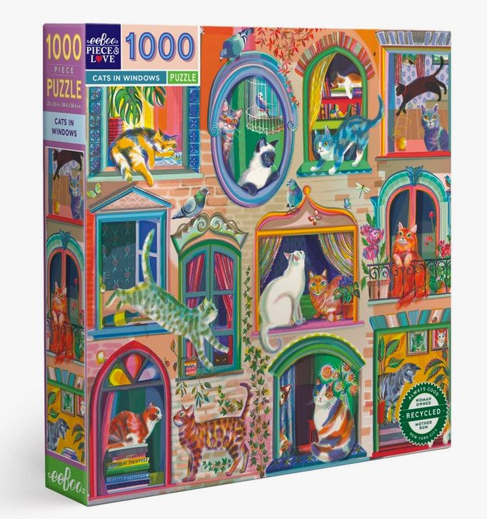 Cats in Windows 1000 Piece Square Puzzle