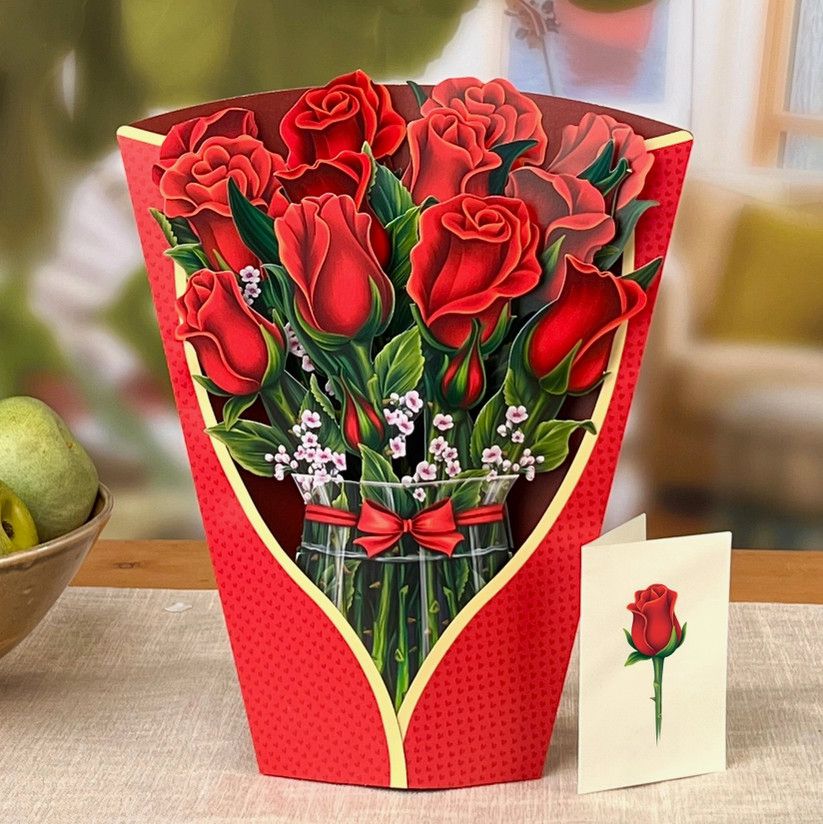 Red Rose Pop-Up Greeting Cards