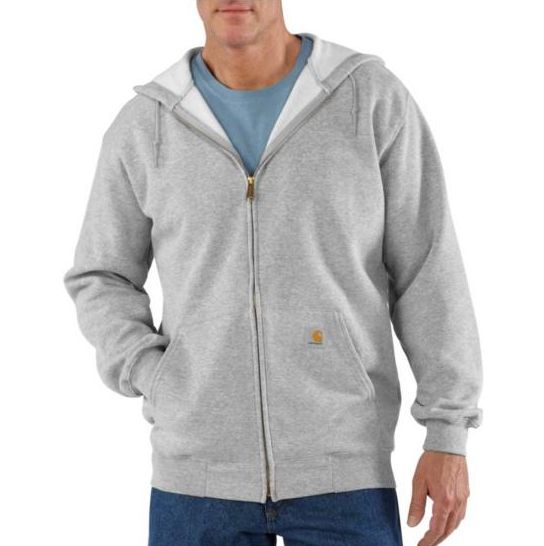 Loose Fit Midweight Full-Zip Sweatshirt, Heather Grey