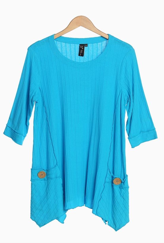 3/4 Sleeve Summer Tunic, Turquoise