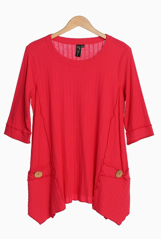 3/4 Sleeve Summer Tunic, Raspberry