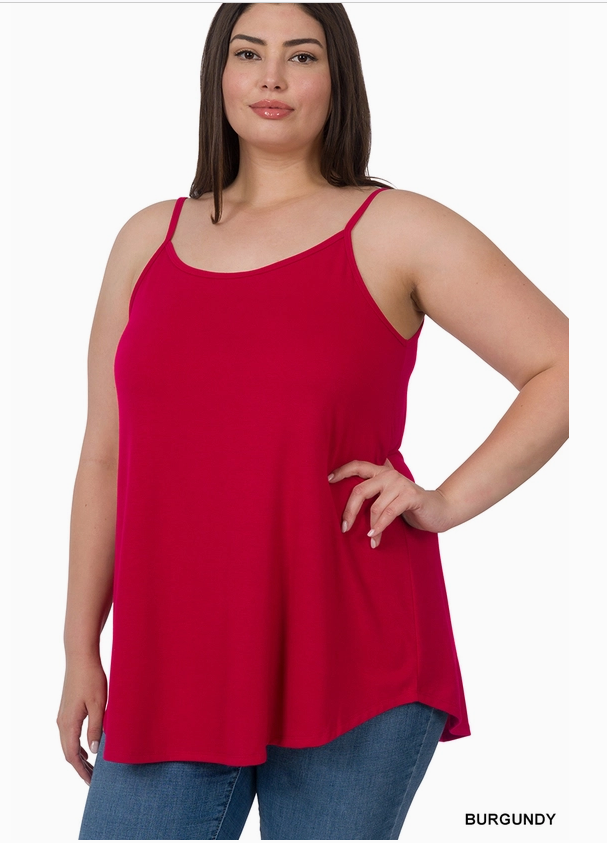 Front and Back Reversible Spaghetti Cami, Burgundy