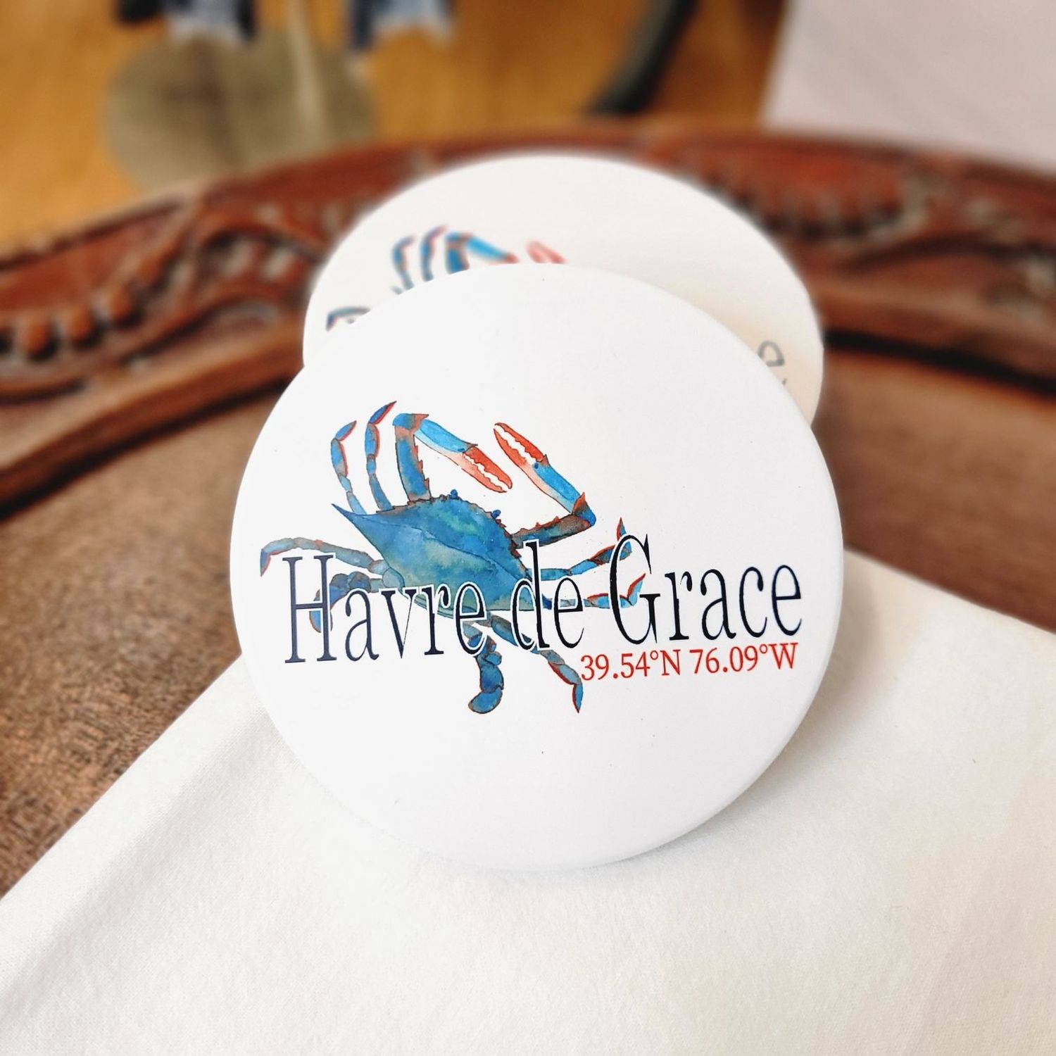 Blue Crab Ceramic Round Coaster