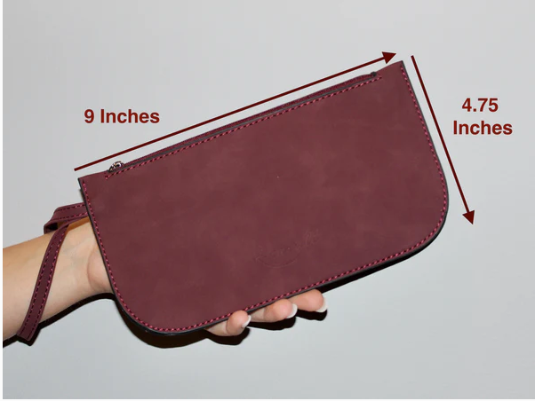 Faux Suede Wristlet, Crimson