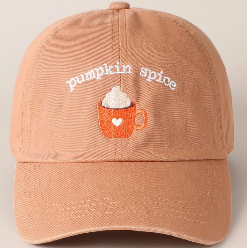 Pumpkin Spice Embroidered Ballcap, Clay