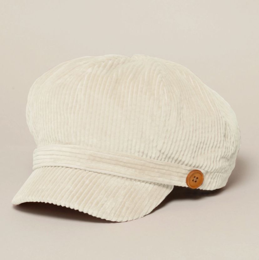 Solid Corduroy Cabbie, Cream