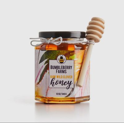 Floral Clover Honey Jar w/ Dipper