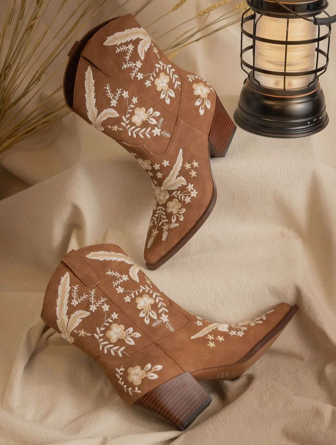 Bailey Cocoa Embroidered Cowboy Bootie
