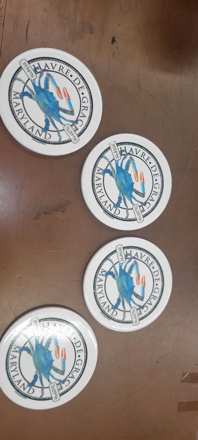 HdG Blue Crab Ceramic Circle Coaster (set of 4)