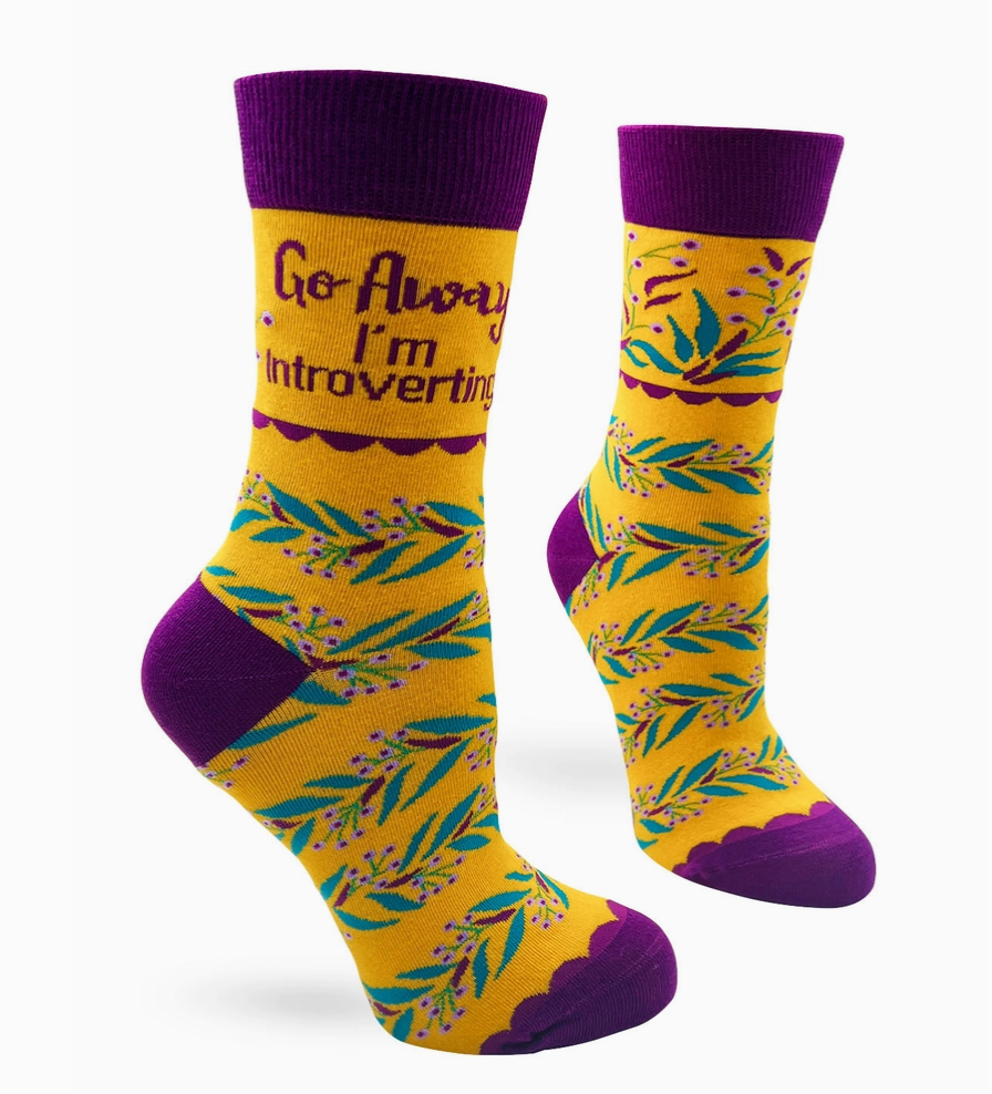 Go Away I&#39;m Introverting Crew Socks