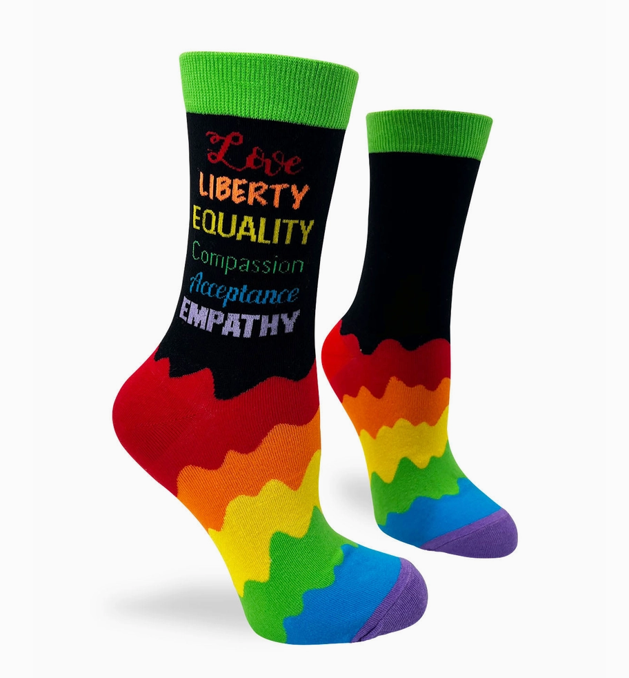Love Liberty Equality Compassion Novelty Crew Socks