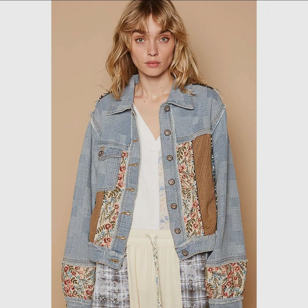 Vintage Washed Denim Semi Cropped Jacket